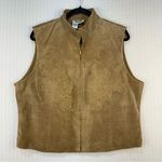 Coldwater Creek Vintage Suede Leather Vest X-Large Floral Embroidery Full Zip Photo 0
