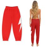 Aviator Nation  Lightning Bolt Sweatpants Red Joggers USA Made Small Photo 1