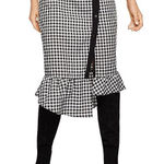 BCBGeneration  Women's Black White Gingham Ruffle Asymmetric Pencil Skirt‎ Size 4 Photo 0