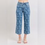 Judy Blue  HW FLOWER PRINT CROP WIDE LEG JEANS Photo 1