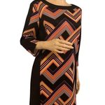 Nine West NWT  Elderberry Cognac Stretch Scuba Boatneck Solid Panel Shift Dress - Photo 4