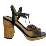 Coach  Size 8 Block Cork Heel Open Toe Strappy Black Photo 0