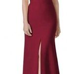 DESSY COLLECTION Notched Off the Shoulder Crepe Gown in Burgundy Size US 6R Red Photo 0