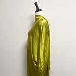 ZARA Green Satin 3/4 Dolman Sleeve Tapered Back Tie V Line High Neck Dress NWT Photo 7