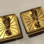 YSL Yves Saint Laurent Iridescent Red Pink Gold Tone Earrings Photo 6