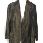 Carlisle Open Cardigan Top Size 6 Silk Blend Striped Brown Office Pockets Photo 0