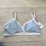 ANDIE NWT Swim The Cove Top Gingham Pool Blue & White Plaid Bikini Top XL Photo 1