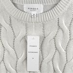 Pinque Blizzard White Cable Knit Cotton Pullover Sweater Women Medium NWT Photo 3