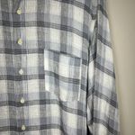CP Shades  Shirt Womens Large Gray White Plaid‎ 100% Linen Boyfriend Button Up L Photo 3