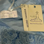 NWT Wedding Dress Baby Blue Lace Crop Top Medium Blue Photo 4