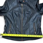 Apt. 9  Black Leather Jacket with‎ Stand-Up Collar and Fitted Silhouette Photo 4