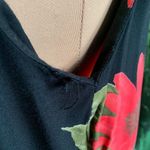 Vintage 90s Maxi Dress Black Red Dark Floral Detail Sleeveless Scoopneck Large Photo 5