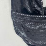 Victoria's Secret  Black Studded Velvet Mesh Deep V Bodysuit‎ Plunge Size M Photo 3