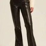 Abercrombie & Fitch Vegan Leather High Rise Pull On Flare Pants Brown Medium Photo 1