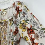 Fig & Flower Boho Peasant Top White Lace Long Slit Balloon Sleeves Yellow Size M Size M Photo 2