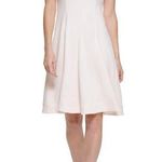 Calvin Klein NWOT  Fit and Flare Petite Scuba Flounce Dress 12P Pale Pink Photo 0