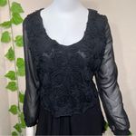 Pretty Angel  Rose Black Pleated Silk Dress Photo 2