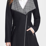 Guess Glen Plaid Detail Skirt Wool Blend Coat Photo 0
