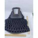 Dolce & Gabbana Woven With Tortoise Wood Handle Black Leather Tote Photo 2