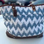 Myra Blue and White Chevron Tote Bag Photo 0