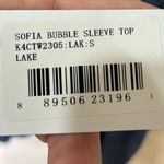 Bishop and Young NWT  Blue Sophia‎ Bubble Sleeve Pleated Blouse with Notched Collar Photo 6