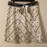Free People Women's Lace Trim A-Line Skirt Size 4 Tie-Waist Ivory Black Lined Photo 0