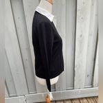 Kate Hill  Black V-Neck Silk Blend Knit Sweater Shirt size M Photo 2