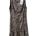 Veronica M Dress Cinderella Ruffle Ponte Black Metallic Gold Sleeveless New Sz M Photo 0