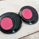 Vintage Clip On Earrings Dark Pink & Black Oval 1.25" Photo 4
