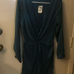 Charlotte Russe Turquoise Satin Twist Front V-Neck Mini Dress S Classic Coquette Photo 2