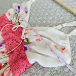 In Bloom  by Jonquil Floral Lingerie Dress Pink Lace Waist Size L Photo 6