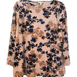 J Jill Top Women Small Petite Light Pink Floral Velvet Velour Bloom Travel Size undefined Photo 0