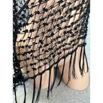 Vintage Black Gothic Lace Shawl Wrap Sequin Whimsigoth Stevie Fringe Open Front Photo 7