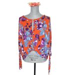 Free People Orange Keepin On Floral Stretch Jersey Slouchy Top SP Photo 1