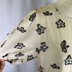 Cloud Ten Women's Large Linen Blend Dress Cream Black Floral Print Pockets New Photo 1