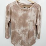 cupio  Top Women MEDIUM Brown White Tie Dye Long Sleeve Crew Neck Pullover Photo 7