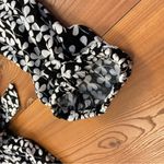 Who What Wear  Black White Clover Long Sleeve Romper Medium Belted Ruffle Hem Photo 8