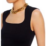 AQUA  Sleeveless Square Neck Knit Top Black Tank Stretch‎ Fitted top M Photo 3