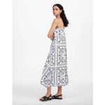 Madewell  Embroidered Deep V Neck Midi Dress Bandana Boho White Navy Large NWT Photo 2