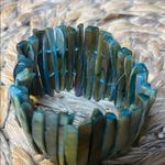 Blue and Green Mother of Pearl Abalone Stretch Bracelet Photo 1