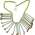 Handmade Green Bronze Wood Bib Style Necklace & Earring set Photo 4