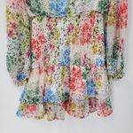 AQUA  Womens‎ Dress S Cream Blue Floral Smocked Ruffle Trim Long Sleeve Mini Photo 12