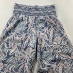 DAHUI Hawaii Linen Blend Pastel Palm Print Wide Leg Lounge Pant XL Blue Photo 1