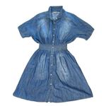 Given Kale DENIM JEAN DRESS Womens Sz LG Western Button Down Stretch Waist Photo 0