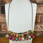 Kantha Beaded Bib Statement Necklace Red Photo 0