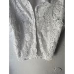 Peach White Lace Crochet Button Down Short Sleeve Shirt Top L Coquette Victorian Size L Photo 2