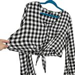 Wild Fable Black & White Gingham Plaid Cropped Bell Sleeve Blouse Photo 3