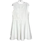 Tory Burch  Sz L White Chevron Mesh Fit and Flare Dress Sleeveless Photo 2