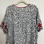 J. Jill White Embroidered Tassel Front Tie Embroidered Peasant Top, Size XL Black Photo 5