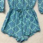 LANI LAU ROMPER 3/4 Sleeve Tropical Print Sz S/M Photo 2